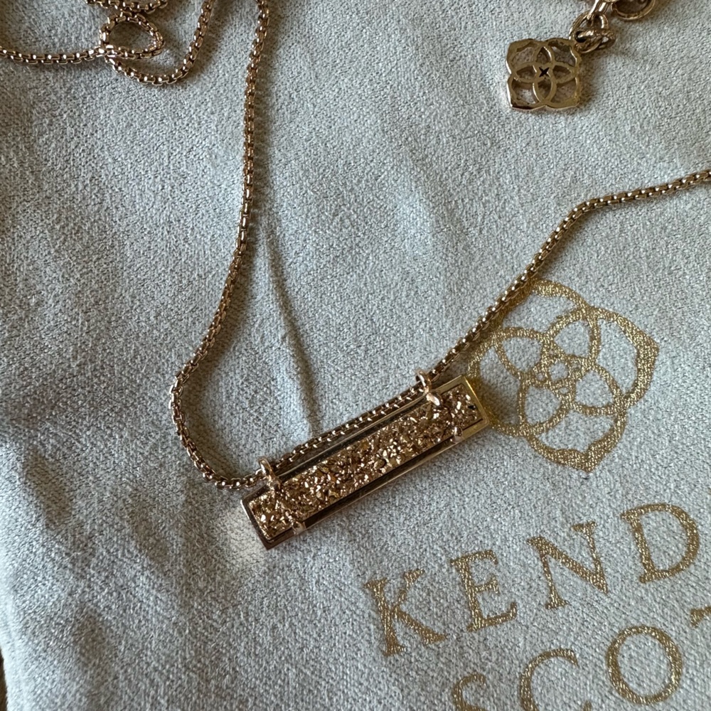 Kendra Scott Rose Gold Drusy Bar Necklace